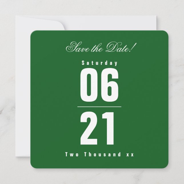 Mariage couleur unie Summers Green|Sauver la date (Devant)