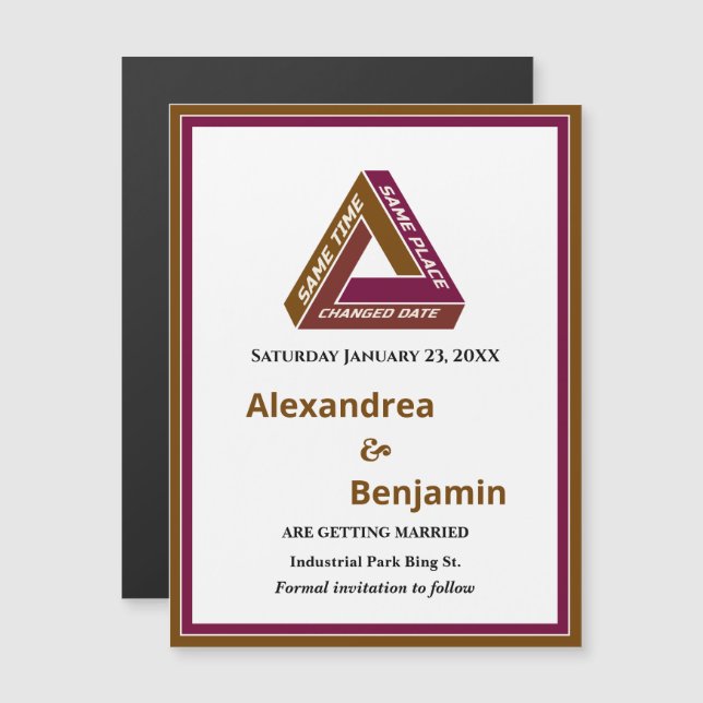 Mariage Couple Enregistrer La Date Changer Magnéti (Devant / Derrière)