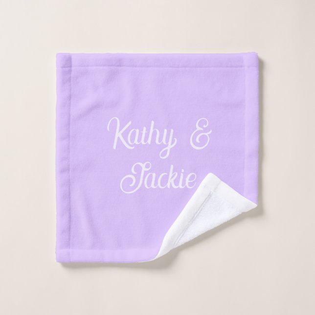 Mariage couple rétro pastel violet nom stylé na (Gant de toilette)