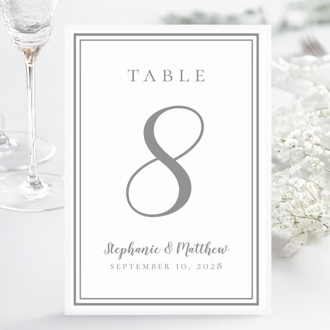 Mariage customisé Numéro de table gris chic (Customized Wedding Table Number Chic Gray)