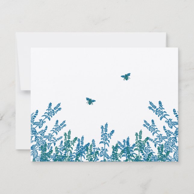 Mariage d'abeilles bleu vert sauvage RSVP #3 (Devant)
