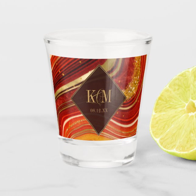 Mariage d'Agate Abstrait Hot Orange ID827 Verre de (Devant)