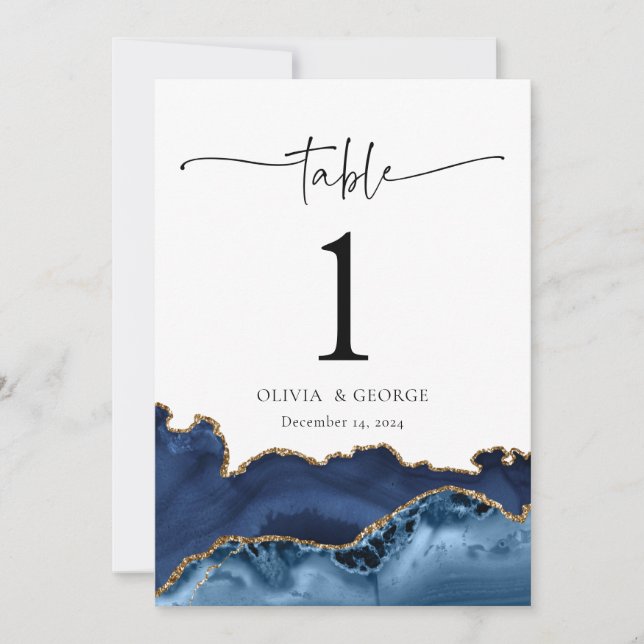 Mariage d'âge bleu or de la Marine Numéro de table (Devant)