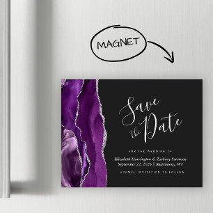 Mariage d'âge d'argent violet Enregistrer l'aimant
