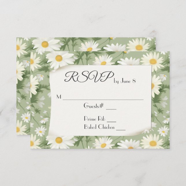 Mariage Daisies RSVP (Devant / Derrière)