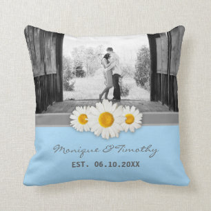 Mariage Daisy Ruban Bleu Anniversaire Jeu Oreiller
