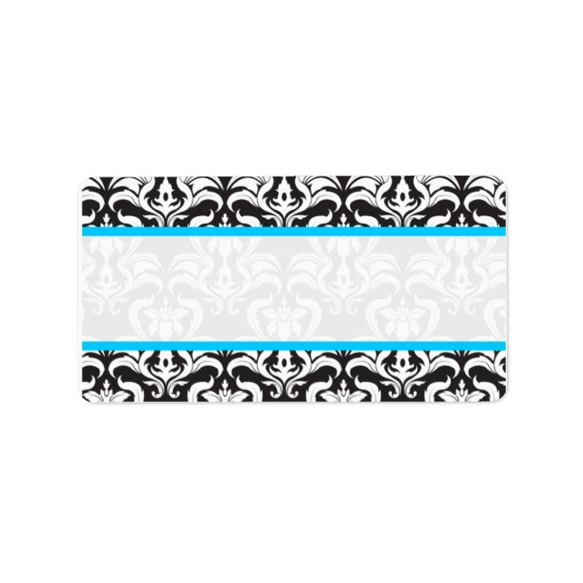 Mariage Damask Bleu clair Étiquettes (Devant)