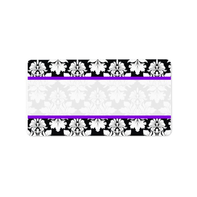 Mariage Damask Purple Étiquettes de adresse (Devant)