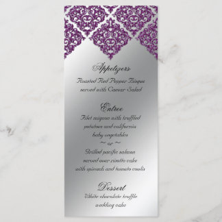 Mariage damassé Cartes de menu Parties scintillant