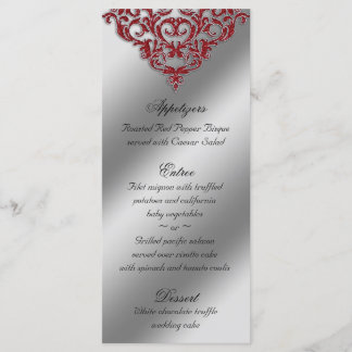 Mariage damassé Cartes de menu Red Sparkel Xmas