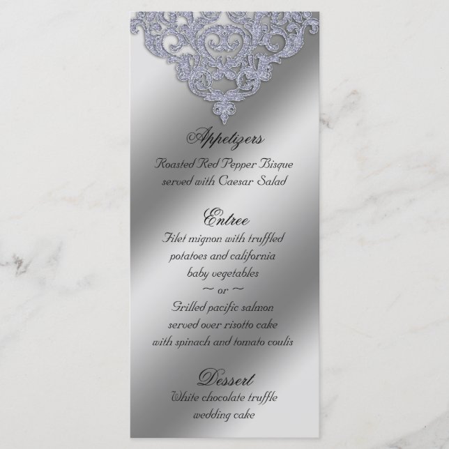 Mariage damassé Cartes de menu Sparkle Xmas (Devant)