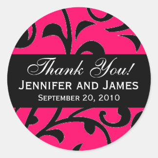 Mariage damassé de Merci Étiquette Black Swirl ros