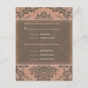 Mariage damassé élégant rose RSVP