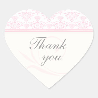 Mariage damassé gris rose chic merci stickers
