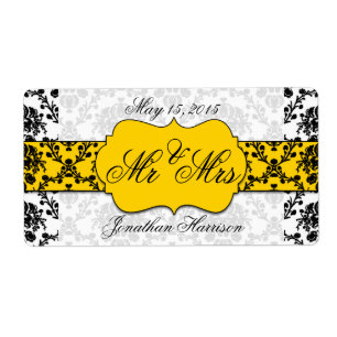 Mariage damassé M. et Mme Water Bottle Étiquettes