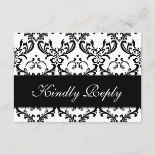 Mariage damassé noir blanc RSVP