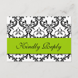 Mariage damassé noir vert RSVP