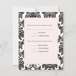Mariage damassé rose moderne RSVP