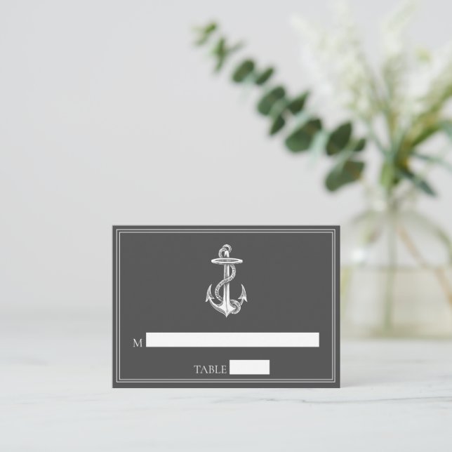 Mariage d'Ancre marine gris Cartes de place (Debout devant)