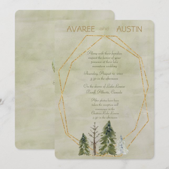 Mariage dans les pins Vert et Or (Devant / Derrière)