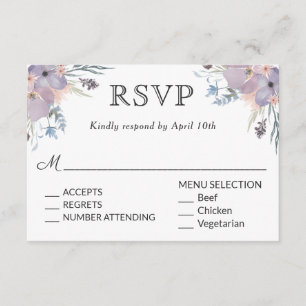 Mariage dans les prés violet RSVP avec choix de me