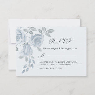 Mariage d'aquarelle bleu pâle et bleu floral RSVP