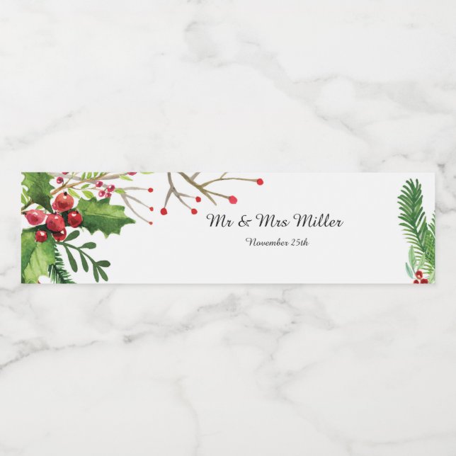 Mariage d'aquarelle botanique Étiquette de bouteil (Étiquettes simples)