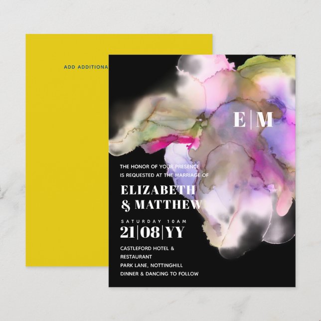 MARIAGE d'aquarelle BUDGET Abstrait violet gris (Devant / Derrière)