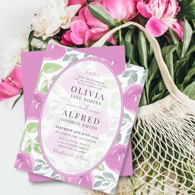 Mariage d'aquarelle fleurie rose Boho Budget (Créateur téléchargé)