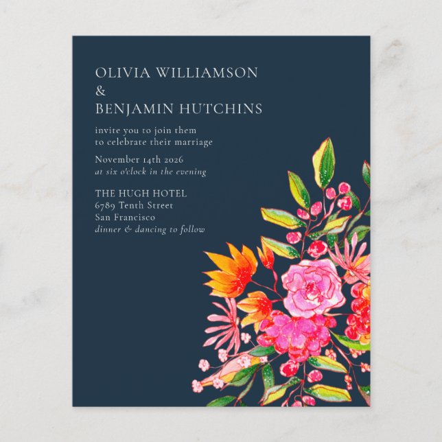 Mariage d'aquarelle marine rose budget (Devant)