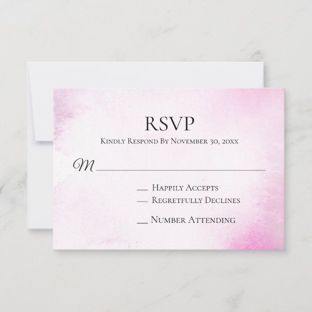 *~* Mariage d'aquarelle rose-rose moderne RSVP (Devant)