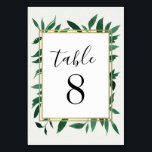 Mariage d'aquarelle verte Cartes Numéro de tableau<br><div class="desc">Verdure Aquarelle Mariage Botanique Cartes Numéro - présente un arrière - plan imprimé blanc aquarelle texture papier avec aquarelle verte entourant une zone de texte dorée. Chaque feuille présente différentes nuances d'aquarelle verte pour un look unique.</div>