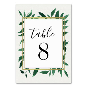 Mariage d'aquarelle verte Cartes Numéro de tableau