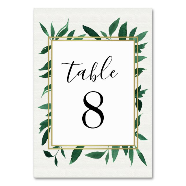 Mariage d'aquarelle verte Cartes Numéro de tableau (Par défaut)
