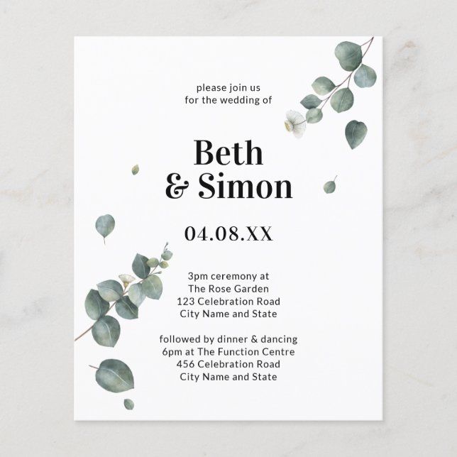 Mariage d'aquarelle verte et blanche à budget élég (Devant)