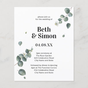 Mariage d'aquarelle verte et blanche à budget élég