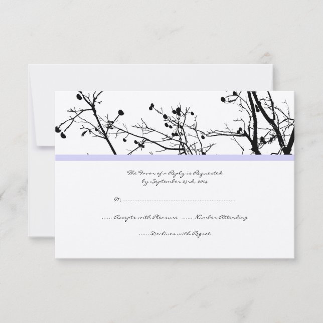 Mariage d'arbre d'hiver noir et blanc RSVP (Devant)