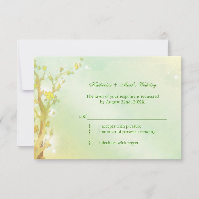 Mariage d'arbre vert clair chatoyant RSVP (Devant)