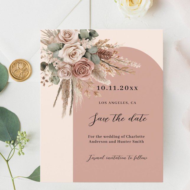 Mariage d'arc rose beige taupe Enregistrer la date (Créateur téléchargé)