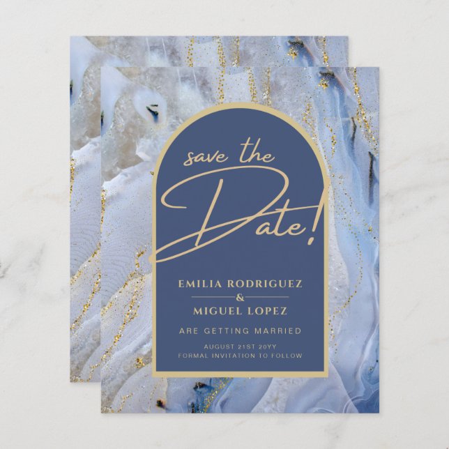 Mariage d'arche en marbre moderne bleu or (Devant / Derrière)