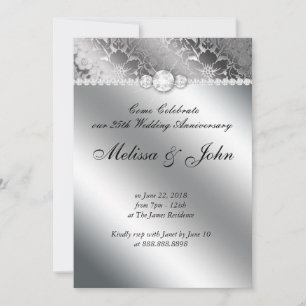 Mariage d'argent Anniversaire Invitation Floral Da