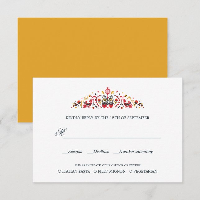 MARIAGE D'ART folklorique russe RSVP REPAS CHOIX (Devant / Derrière)