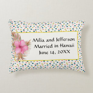 Mariage Date Coussin de mémoire pointé avec fleurs