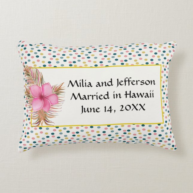 Mariage Date Coussin de mémoire pointé avec fleurs (Devant)