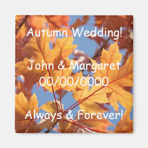 Mariage d'automne ! aimant Noms personnalisés Date