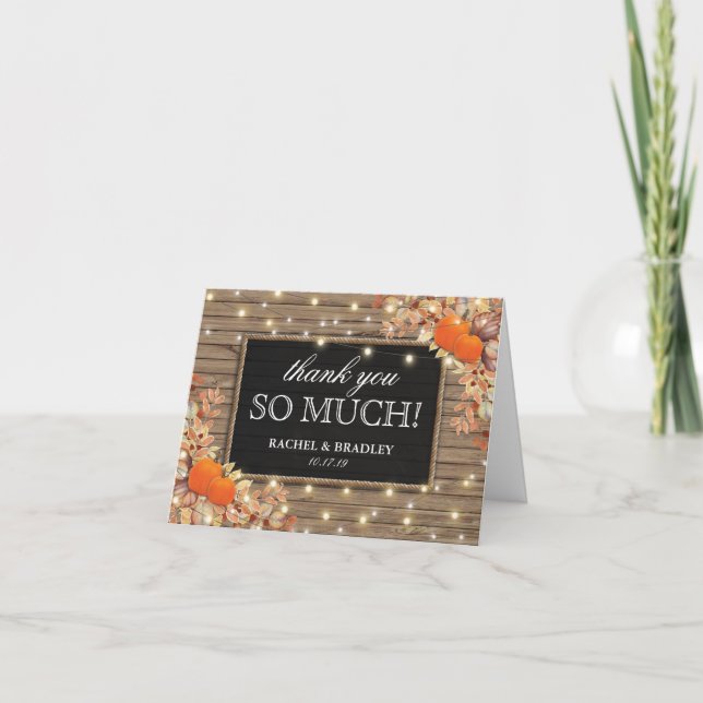 Mariage d'automne rustique à la campagne, merci (Devant)