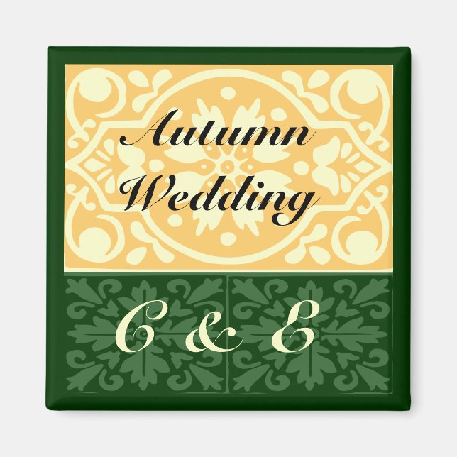 Mariage d'automne vert Tan Monogramme Aimant perso (Devant)