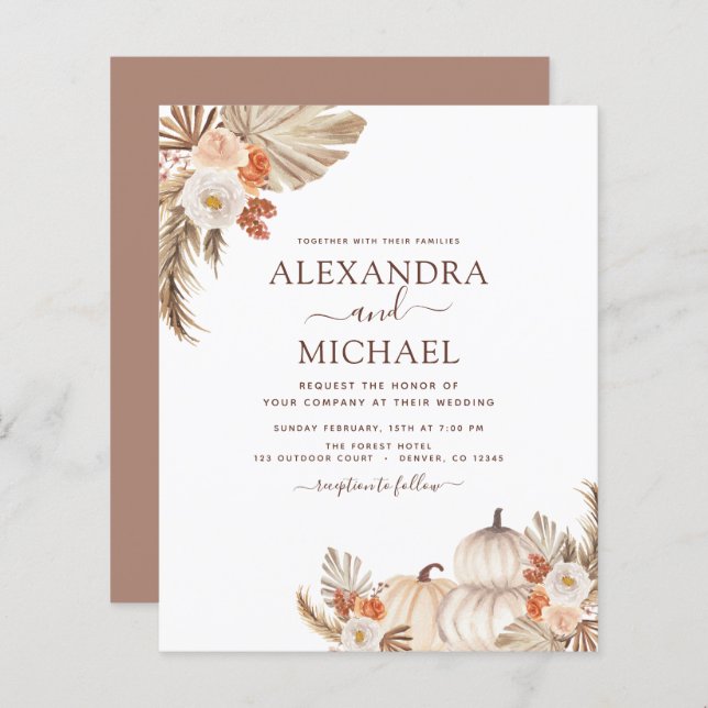 Mariage de automne budget Citrouille Pampas Grass (Devant / Derrière)