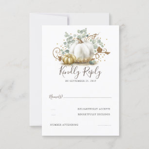 Mariage de automne Citrouille or et blanc RSVP