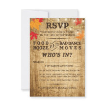 Mariage de automne RSVP pour mariage rustique